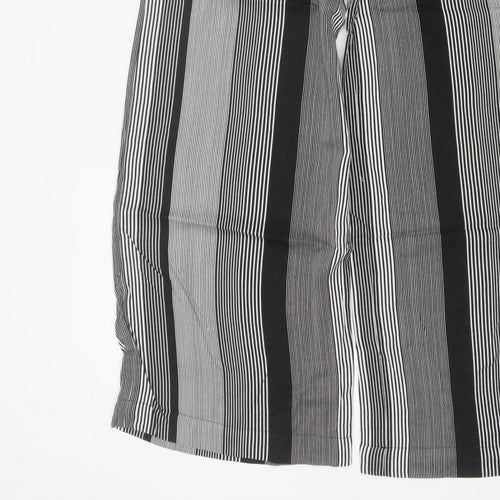 Marks & Spencer Women Black White UK 8 Wide Leg Striped Cropped Trousers