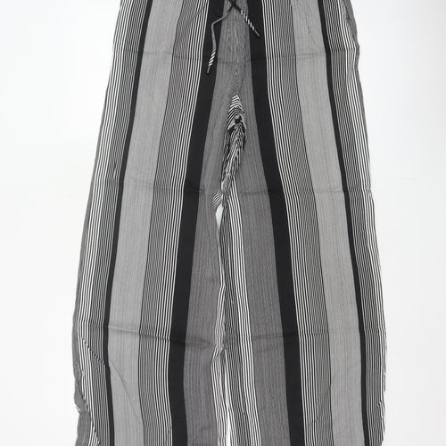 Marks & Spencer Women Black White UK 8 Wide Leg Striped Cropped Trousers