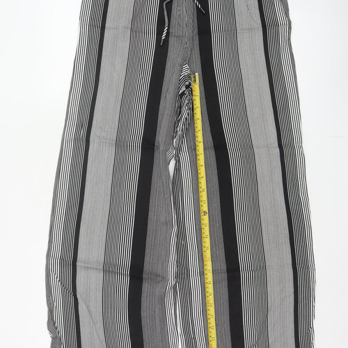 Marks & Spencer Women Black White UK 8 Wide Leg Striped Cropped Trousers