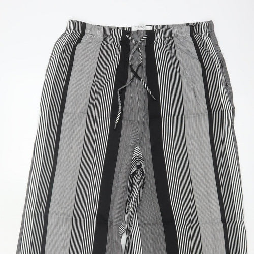 Marks & Spencer Women Black White UK 8 Wide Leg Striped Cropped Trousers
