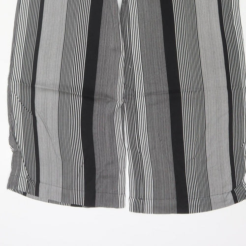 Marks & Spencer Women Black White UK 8 Wide Leg Striped Cropped Trousers