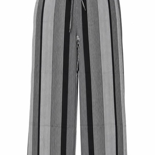Marks & Spencer Women Black White UK 8 Wide Leg Striped Cropped Trousers
