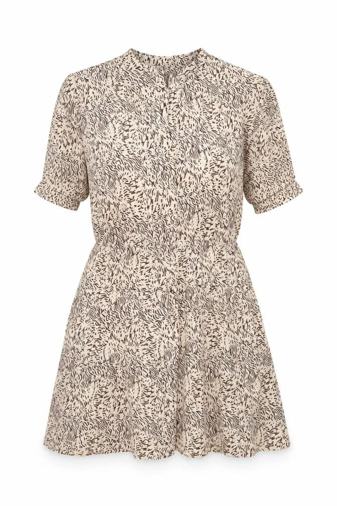 M&S Women Beige Animal Print Petite 16 Fit & Flare Dress