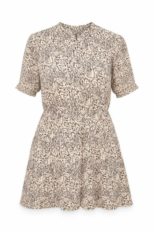 Front view of M&S Women Beige Animal Print Petite 16 Fit & Flare Dress