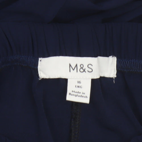 Marks and Spencer Women’s Navy Wide-Leg Trousers Size 16 Long