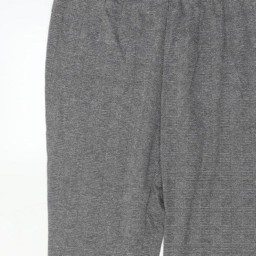 Marks and Spencer Women Grey UK 18 Geometric Tapered Stretch Trousers