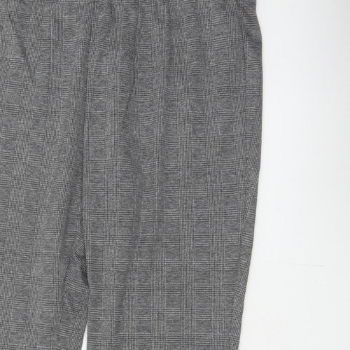 Marks and Spencer Women Grey UK 18 Geometric Tapered Stretch Trousers