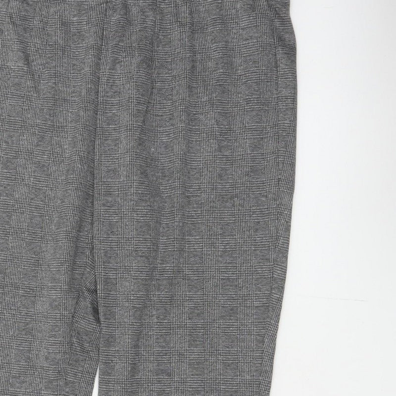 Marks and Spencer Women Grey UK 18 Geometric Tapered Stretch Trousers