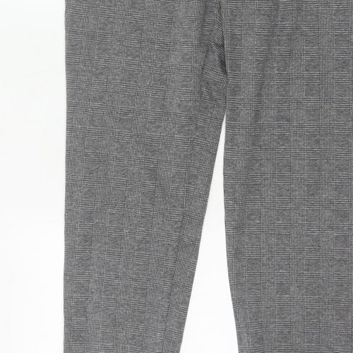 Marks and Spencer Women Grey UK 18 Geometric Tapered Stretch Trousers