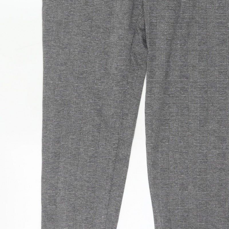 Marks and Spencer Women Grey UK 18 Geometric Tapered Stretch Trousers