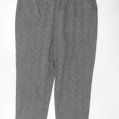 Marks and Spencer Women Grey UK 18 Geometric Tapered Stretch Trousers
