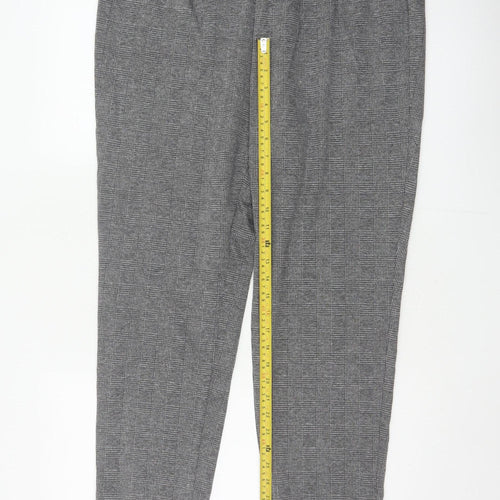 Marks and Spencer Women Grey UK 18 Geometric Tapered Stretch Trousers