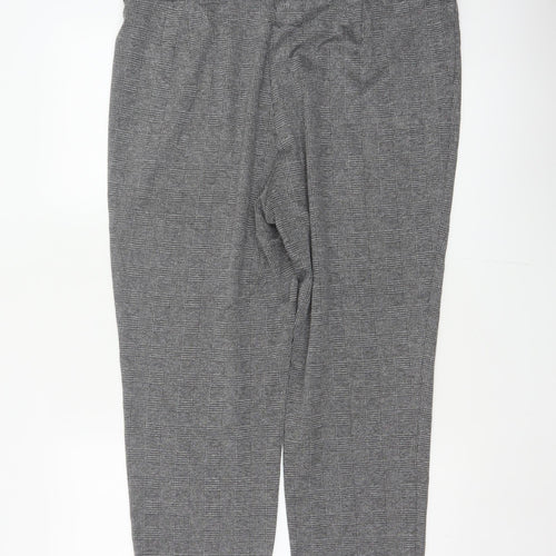 Marks and Spencer Women Grey UK 18 Geometric Tapered Stretch Trousers