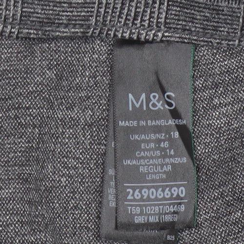 Marks and Spencer Women Grey UK 18 Geometric Tapered Stretch Trousers