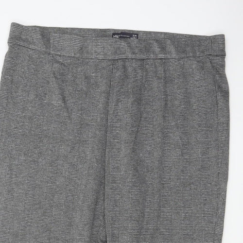 Marks and Spencer Women Grey UK 18 Geometric Tapered Stretch Trousers