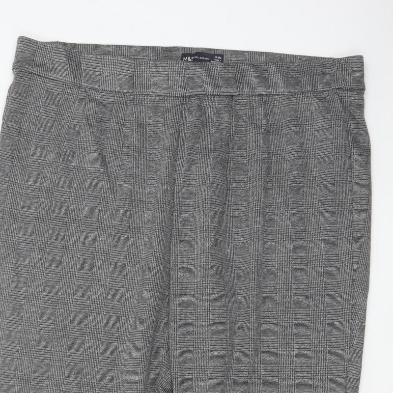Marks and Spencer Women Grey UK 18 Geometric Tapered Stretch Trousers