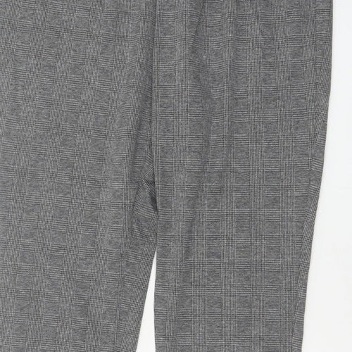 Marks and Spencer Women Grey UK 18 Geometric Tapered Stretch Trousers