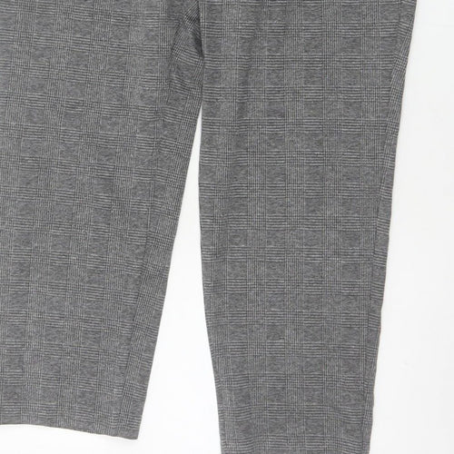 Marks and Spencer Women Grey UK 18 Geometric Tapered Stretch Trousers