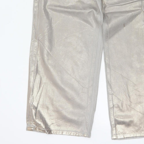 Marks and Spencer Women Silver UK 14 Wide Leg Metallic Jeans