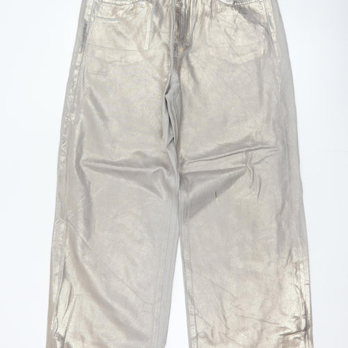 Marks and Spencer Women Silver UK 14 Wide Leg Metallic Jeans