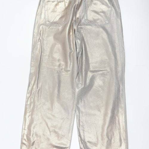 Marks and Spencer Women Silver UK 14 Wide Leg Metallic Jeans