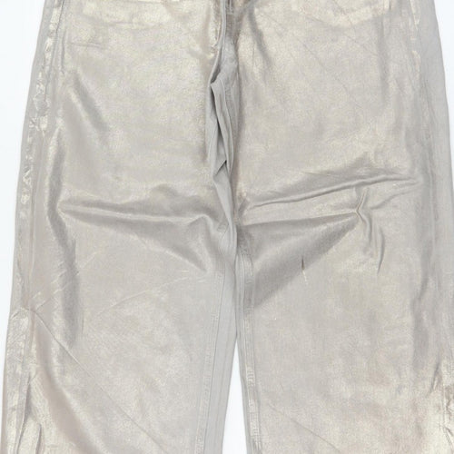 Marks and Spencer Women Silver UK 14 Wide Leg Metallic Jeans