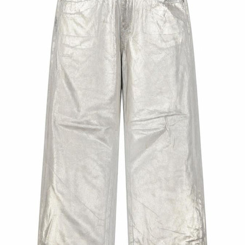 Marks and Spencer Women Silver UK 14 Wide Leg Metallic Jeans