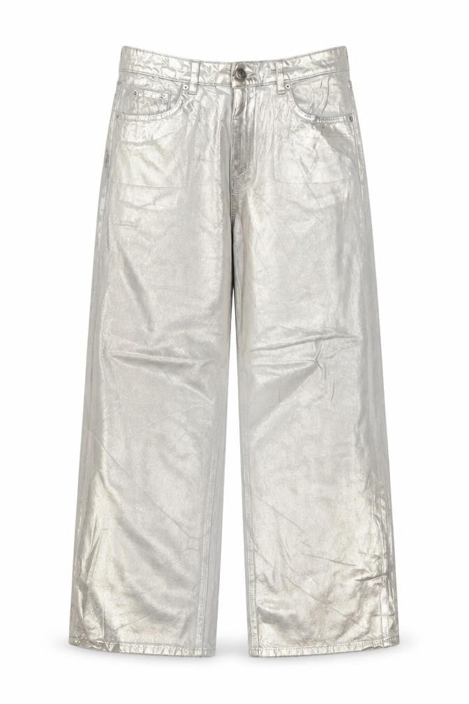 Marks and Spencer Women Silver UK 14 Wide Leg Metallic Jeans