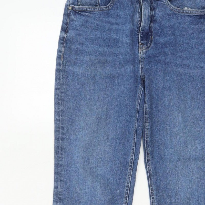 Per Una Women’s Blue UK 12 Short Mid Rise Tapered Stretch Jeans
