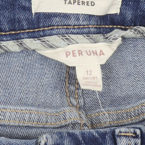Per Una Women’s Blue UK 12 Short Mid Rise Tapered Stretch Jeans