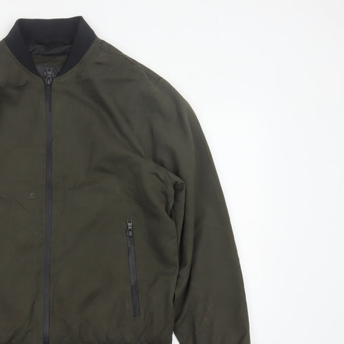 Marks and Spencer Men Green M Bomber Jacket Full Zip Lined