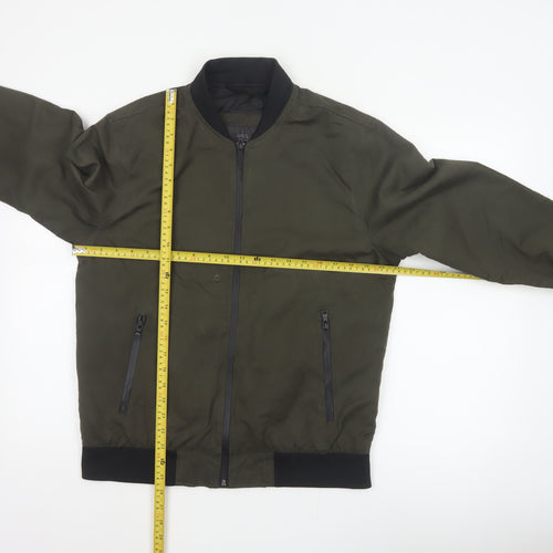 Marks and Spencer Men Green M Bomber Jacket Full Zip Lined