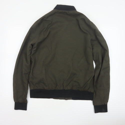 Marks and Spencer Men Green M Bomber Jacket Full Zip Lined