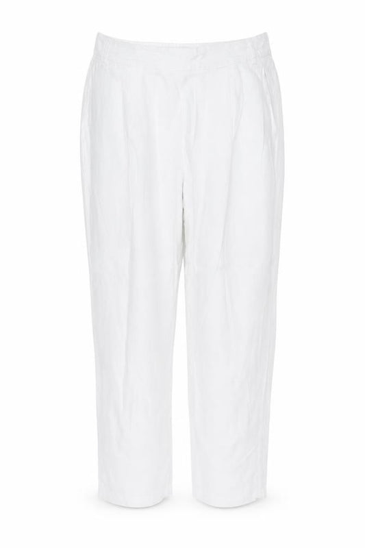 Marks & Spencer Women White UK 14 Short Linen Blend Tapered Trousers