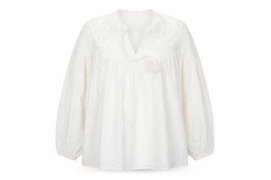 Per Una Women Ivory UK 14 Bohemian Lace Tie Neck Long Sleeve Blouse