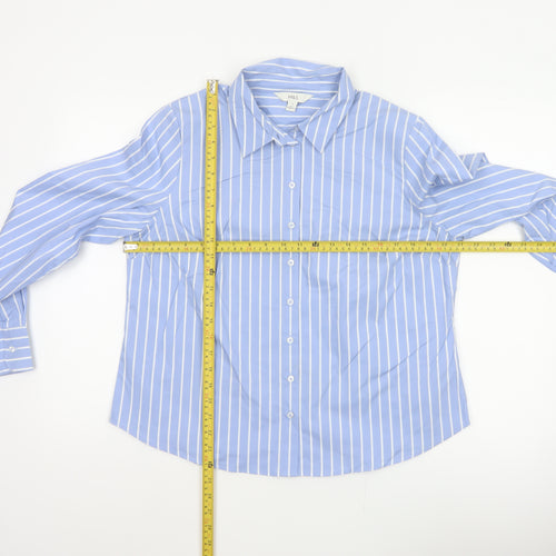 Marks and Spencer Women Blue Stripe Button-Up Shirt UK 16 Long Sleeve
