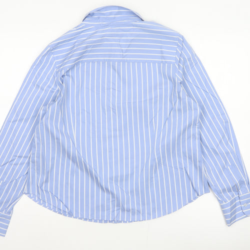 Marks and Spencer Women Blue Stripe Button-Up Shirt UK 16 Long Sleeve