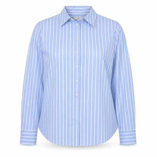 Marks and Spencer Women Blue Stripe Button-Up Shirt UK 16 Long Sleeve