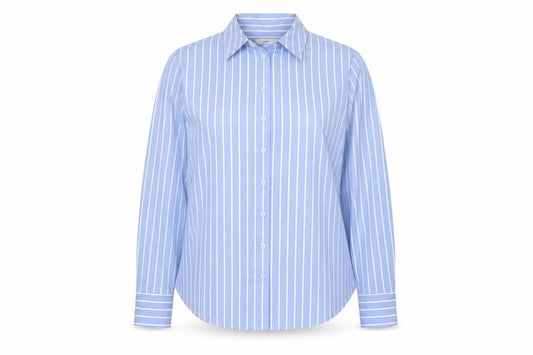 Marks and Spencer Women Blue Stripe Button-Up Shirt UK 16 Long Sleeve