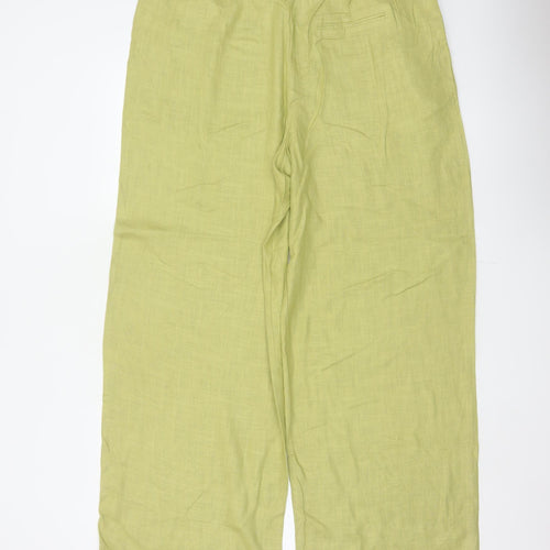 Marks & Spencer Women Green Linen Blend Wide Leg Trousers UK 16
