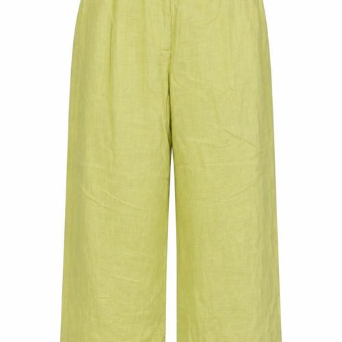 Marks & Spencer Women Green Linen Blend Wide Leg Trousers UK 16