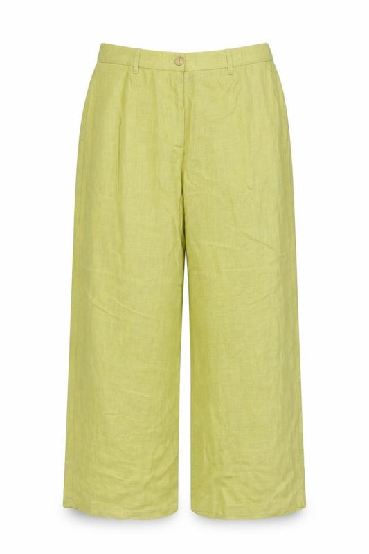Marks & Spencer Women Green Linen Blend Wide Leg Trousers UK 16