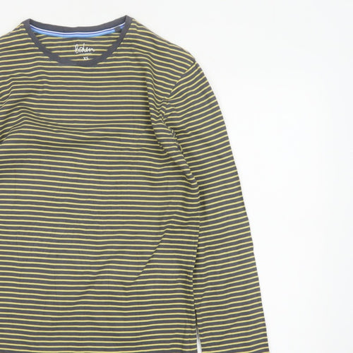Boden Women’s Grey Yellow Striped XS Basic Long Sleeve Cotton T-Shirt