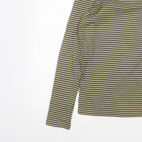 Boden Women’s Grey Yellow Striped XS Basic Long Sleeve Cotton T-Shirt