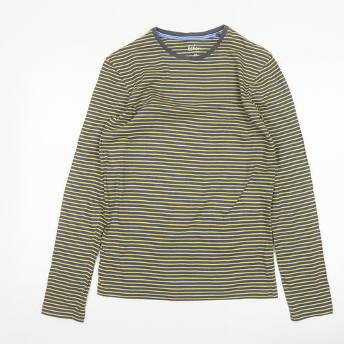 Boden Women’s Grey Yellow Striped XS Basic Long Sleeve Cotton T-Shirt