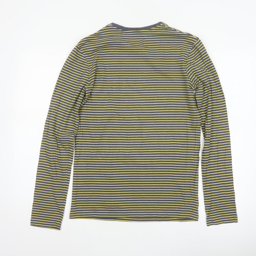 Boden Women’s Grey Yellow Striped XS Basic Long Sleeve Cotton T-Shirt