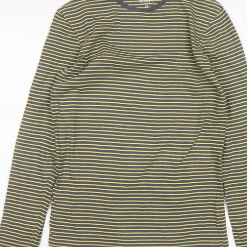 Boden Women’s Grey Yellow Striped XS Basic Long Sleeve Cotton T-Shirt