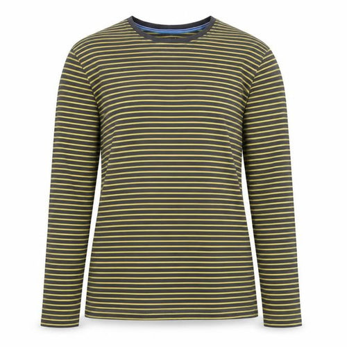 Boden Women’s Grey Yellow Striped XS Basic Long Sleeve Cotton T-Shirt