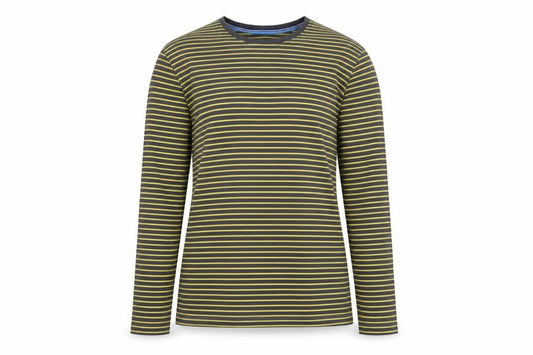 Boden Women’s Grey Yellow Striped XS Basic Long Sleeve Cotton T-Shirt