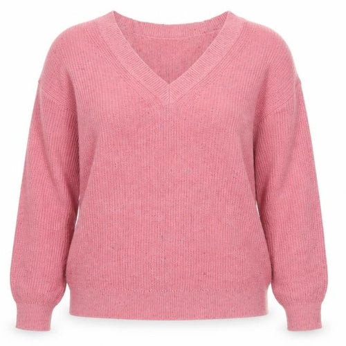 Marks & Spencer Women Pink M V-Neck Cotton Wool Knit Pullover Jumper